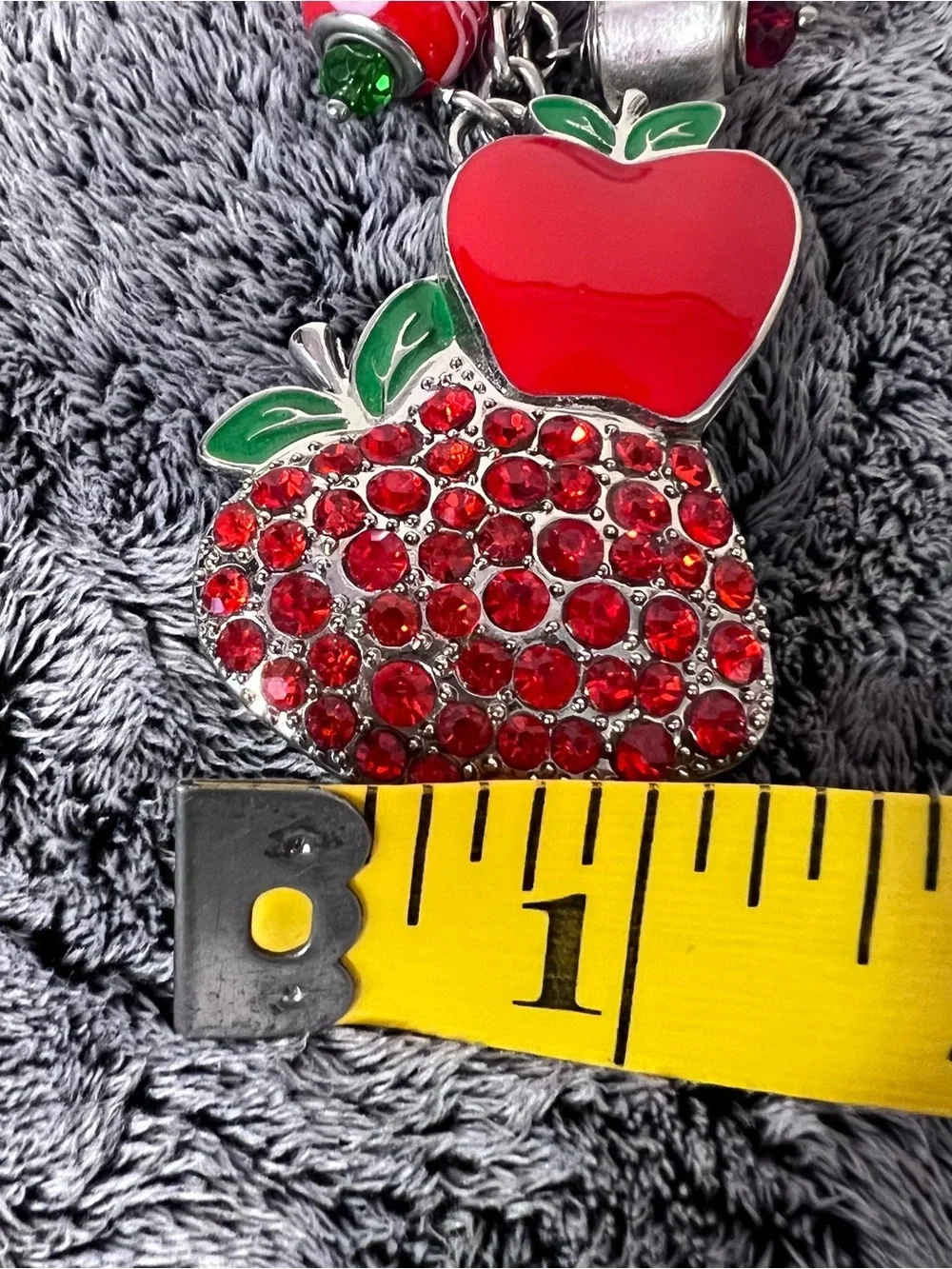 Willabee & Ward September Red Apple Rhinestone Keychain Bag Charm Danbury Mint